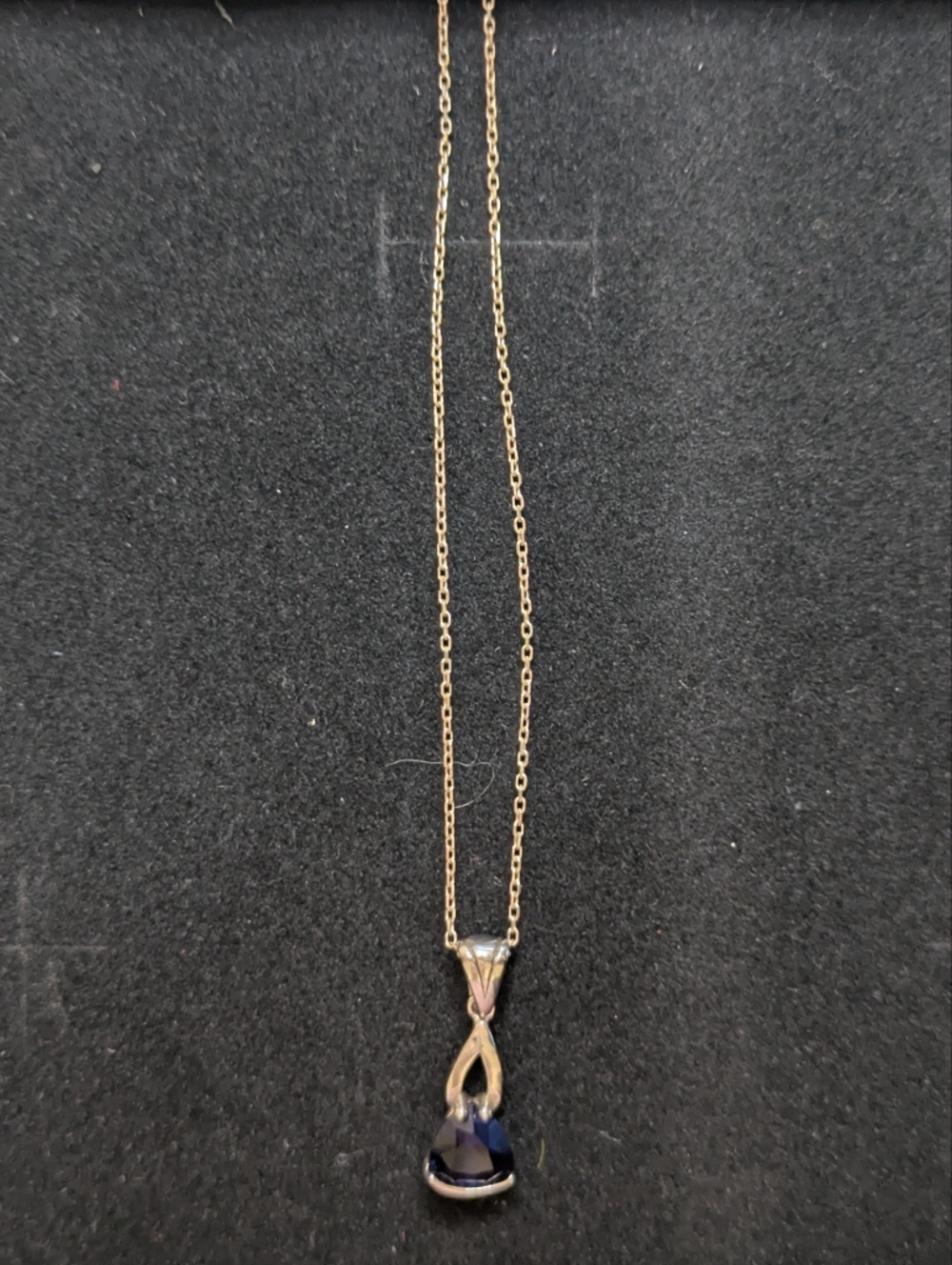 La'celet Jewelry Gallery Sterling Silver Necklace with Deep Blue Teardrop Penda